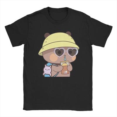 Cartoon Bubu Dudu Men T Shirts Panda And Brownie Bear Fashion Tee Shirt Short Sleeve Round Neck T-Shirts 100% Cotton PClothes