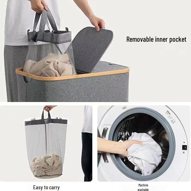Foldable Waterproof Laundry Basket for Bathroom, Large Fabric Dirty Clothes Storage.