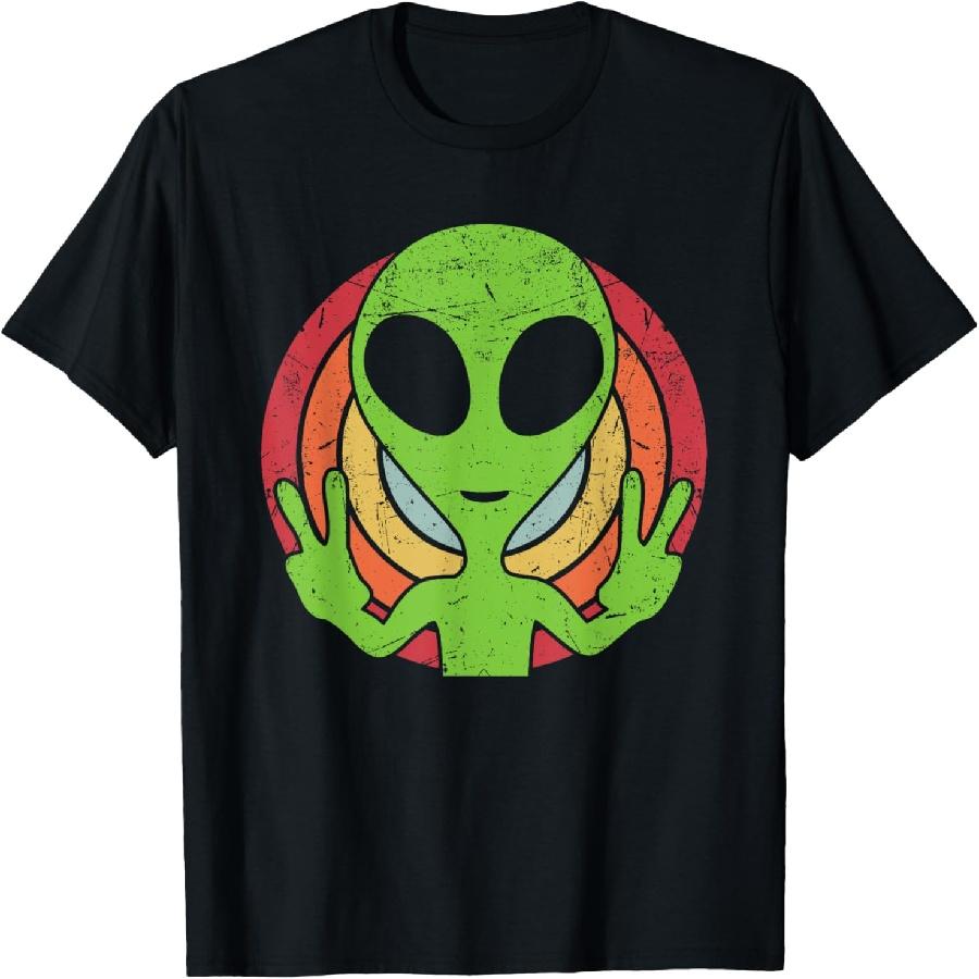 Unisex T-shirt Funny Retro 80's Style Vintage UFO Lover Alien Space Gift T-Shirt