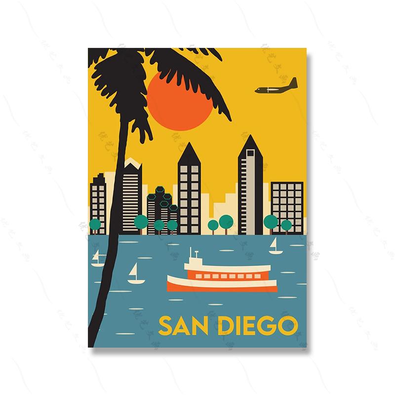 Famous City Abstract Landscape Wall Art Poster Print London Sydney Tokyo Atlanta Canvas Picture Living Bed Room Mural Home Deocr