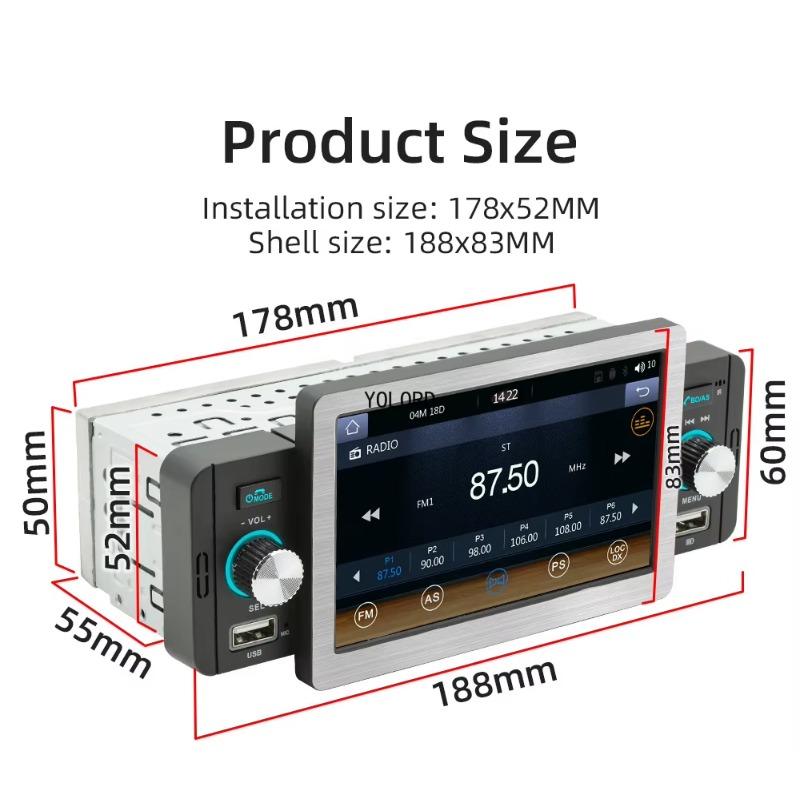 Touch Screen Multimedia FM Auxiliary Input Bluetooth USB Mirror Link Universal Autoradio 5 Inch 1 Din Car Radio MP5 Player