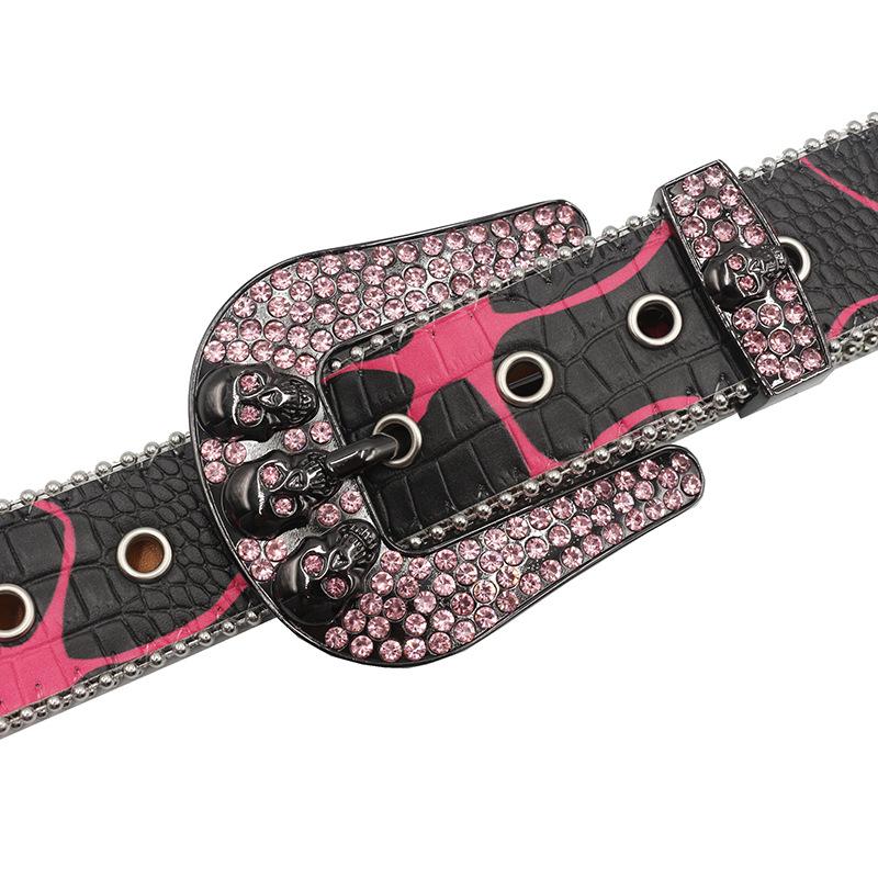 Rhinestone Printed Belt, Independent Design of European and American Style BB Belt, Trendy Nightclub Style