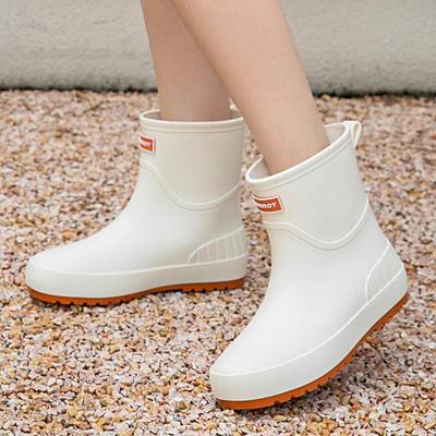 Stivali da pioggia alla moda da donna con suola morbida: Foder in velluto, Impermeabile, Antiscivolo, Design in gomma a metà polpaccio per l'inverno.