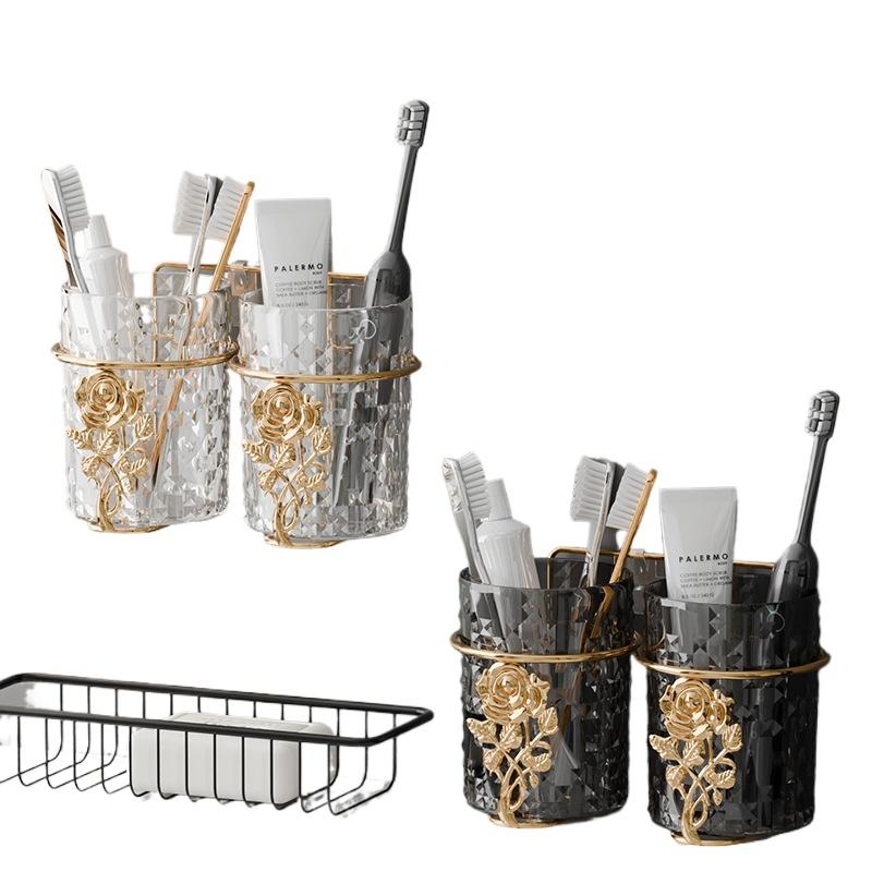 Light Luxury Mouthwash Cup High Appearance Brush Cup Transparent Cup Couple Set Toothbrush Cup Home Wash Cup Glacier Pattern