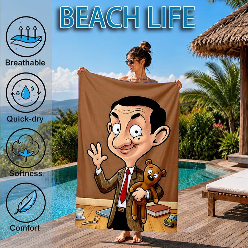 Herr. Bean's Abenteuer Strandtuch, Mikrofaser Strandtuch, Perfekt für Pool, Strand, Reisen, Heimdekoration Strandparty Fan Geschenke