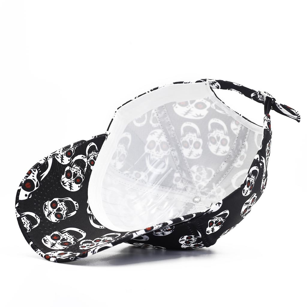 Skull Print Black Baseball Cap Women's Y2K Vintage Sun Hat Men Unisex Dad Hats