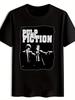 Black "Pulp Fiction" Graphic T-shirt - Casual Crew Neck