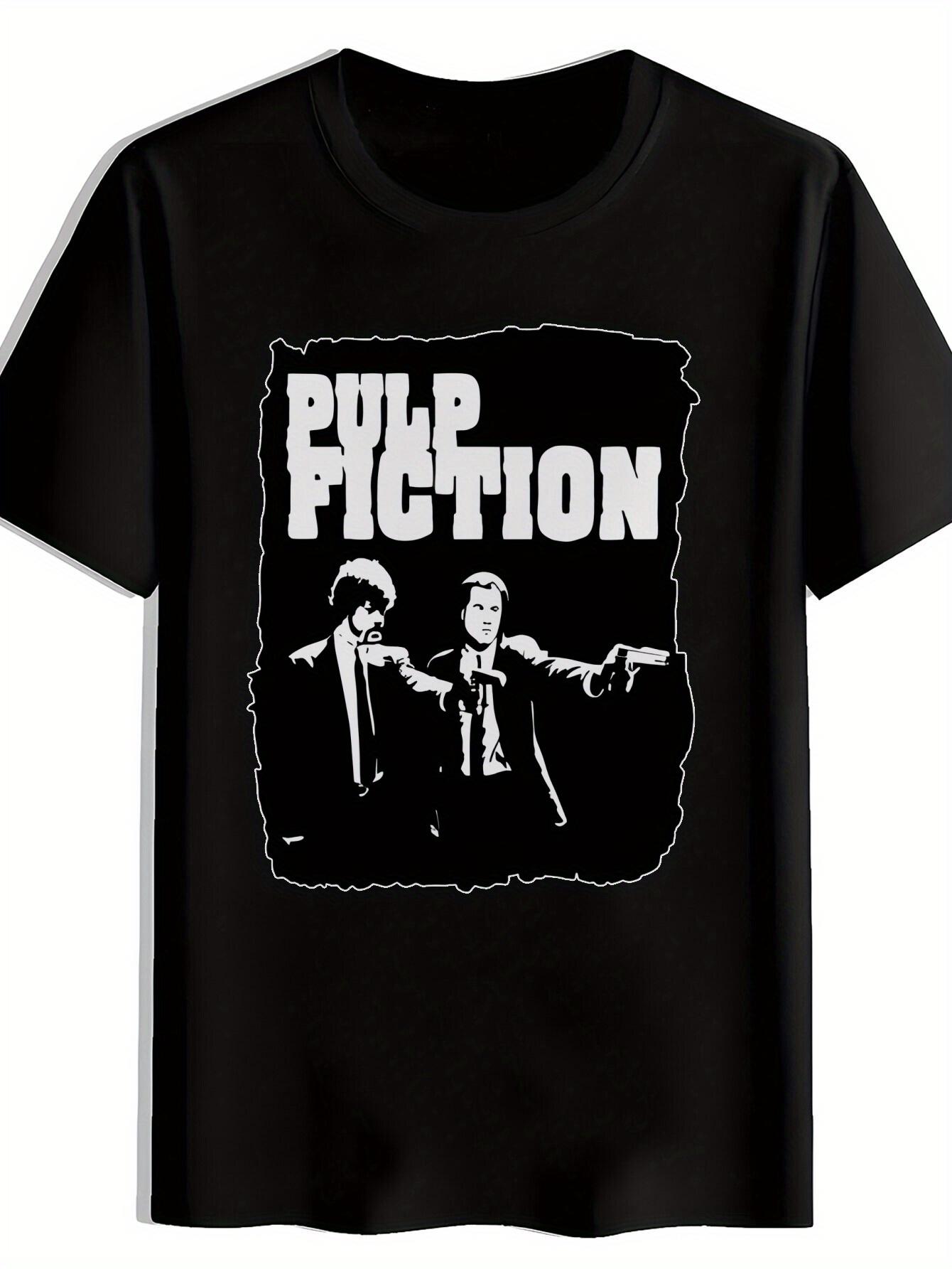 Black Pulp Fiction Graphic T-shirt - Casual Crew Neck M