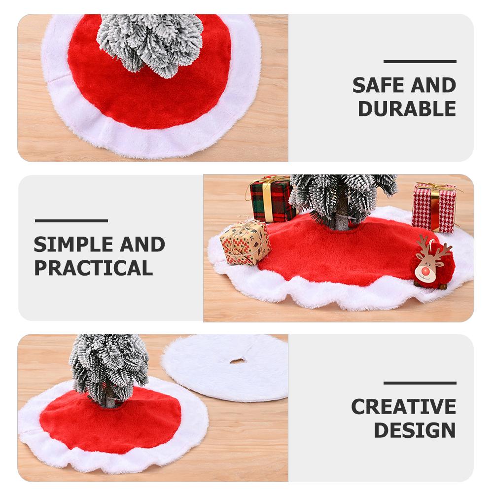 Mini Christmas Tree Decoration Decorations for Under Skirt Plush Xmas White Merry Base Cover Round Area Rug Rugs Winter