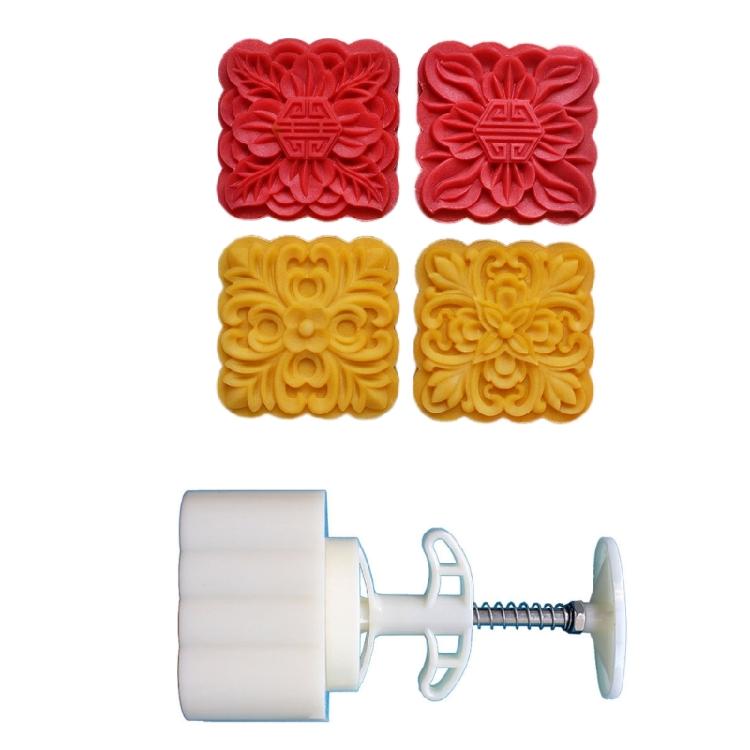 MidAutumn Festival Dessert Maker Baking Tool 3D Square Flower Pattern Dessert Molds Hand Press Molds Pastry Tool
