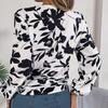Women Spring Autumn Temperament Print V-Neck Long Sleeve Shirt Blouses