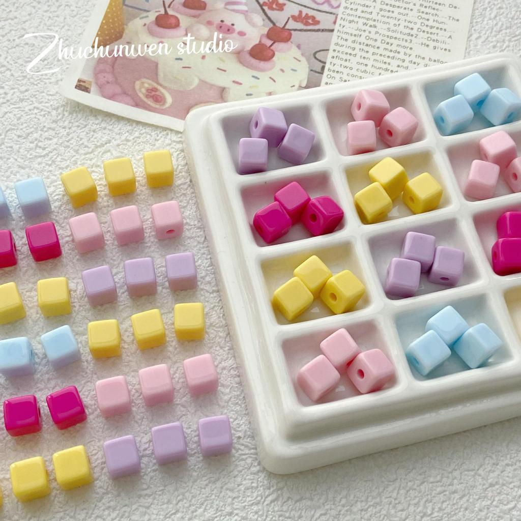 Solid Color Square Acrylic Beads: DIY Jewelry, Phone Chains, Hair Clips & Earrings Accessories
