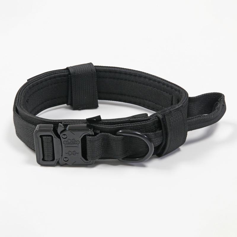 

Tactical Dog Collar Adjustable Military Training Nylon Dog Necklace with Control Handle Heavy Metal Buckle for Medium Large Dog M чёрный