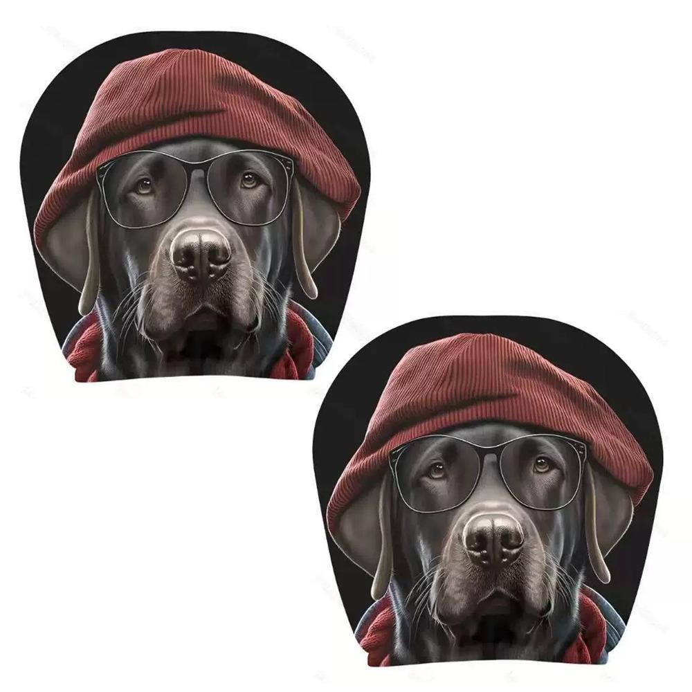 2Pcs Universal Car Seat Cover Santa Claus Breathable Car Headrest Cover Dust-proof Elastic Car Seat Headrest