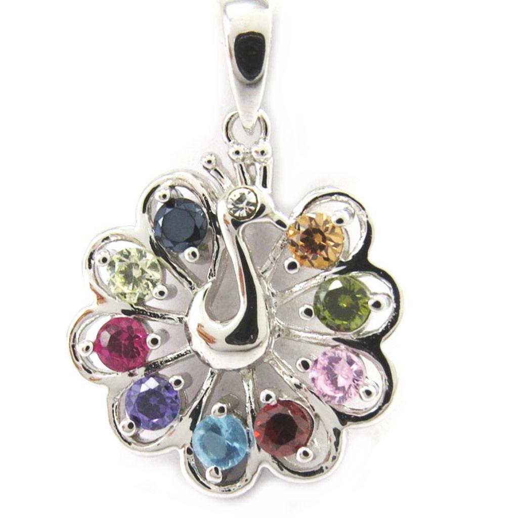 Les Trésors De Lily [M1734] - Stříbrný přívěsek 'Peacock' tutti frutti