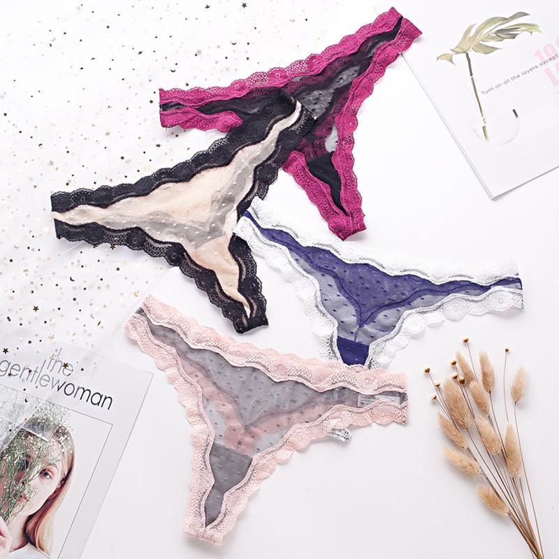 

1 шт., дышащие стринги с низкой талией, трусики-стринги для женщин, удобные кружевные, цветные S темно-синий