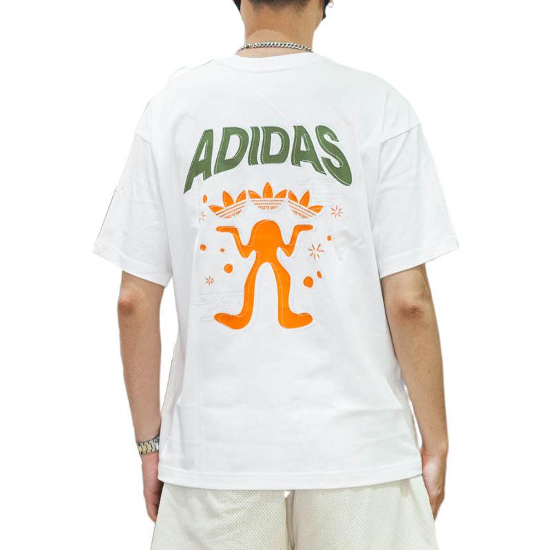 Adidas Originals Cotton Logo Printed Tee Casual Breathable Unisex Short Sleeve Top White H47112