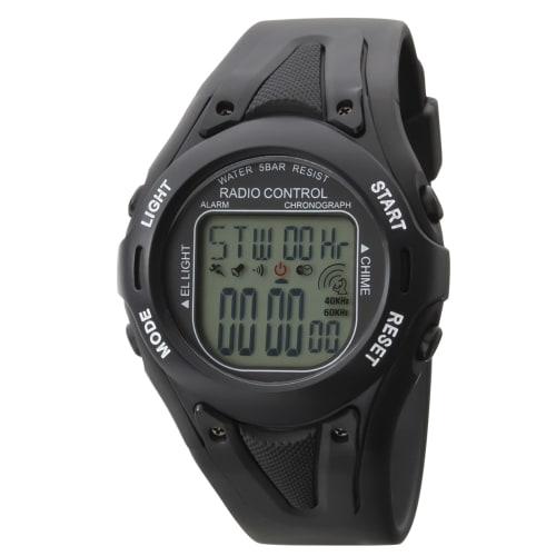 Klefer Men's Digital Watch, Radio-Controlled, Urethane Strap, Black, TE-D190-BK