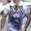 Tiger Print T-Shirt 3D Animal Men's Shirts Summer Short Sleeved Male Pullover Oversized T-shirts Casual Tops Tees Men Clothing