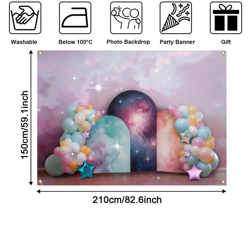 LS Deep Blue Sky Backdrops Cake Smash Child Baby Photo Props Adult Kids Decors Star Astronauts Photography Studio Backgrounds