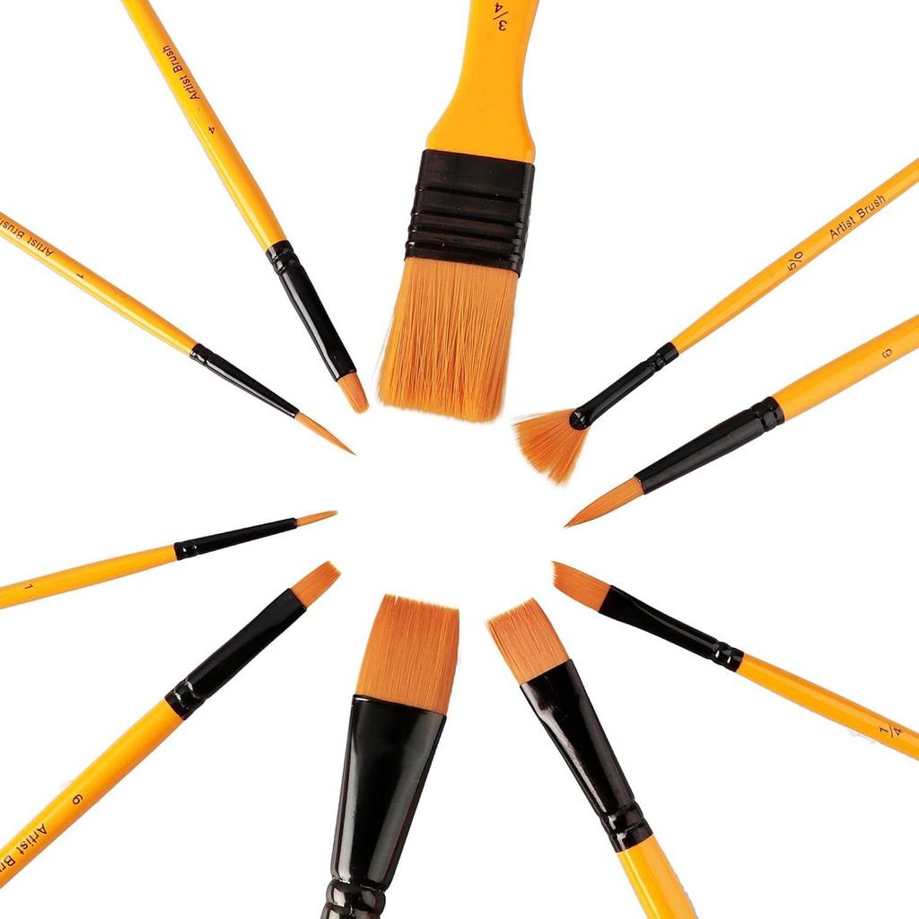 Umi 10 Pcs Paint Brush Set Includes a Carry Case for Acrylic, Watercolor Painting