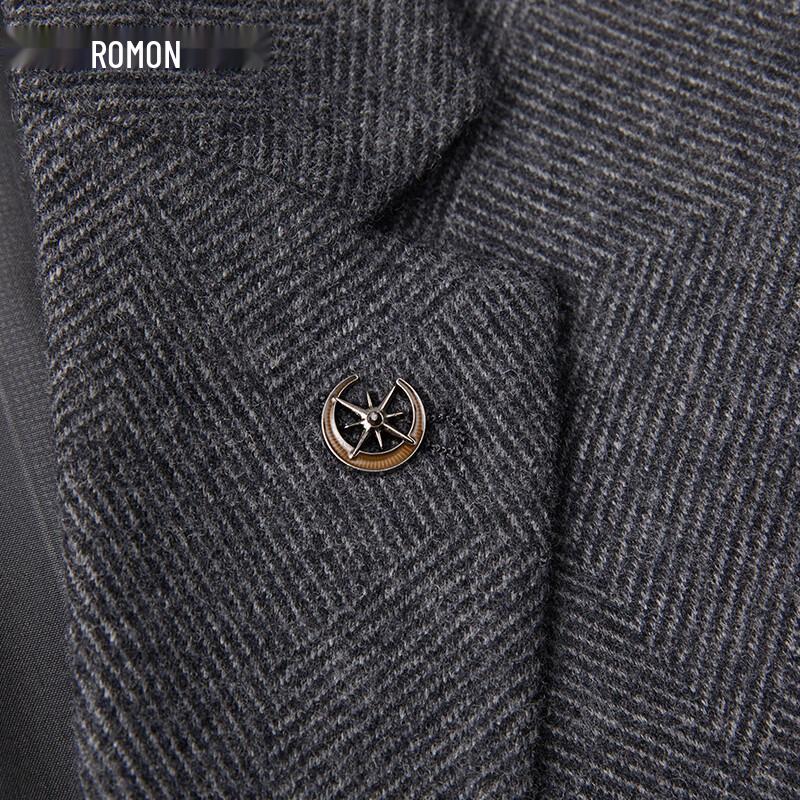 ROMON Men's Striped Wool Blend Easy-Care Business Casual Blazer