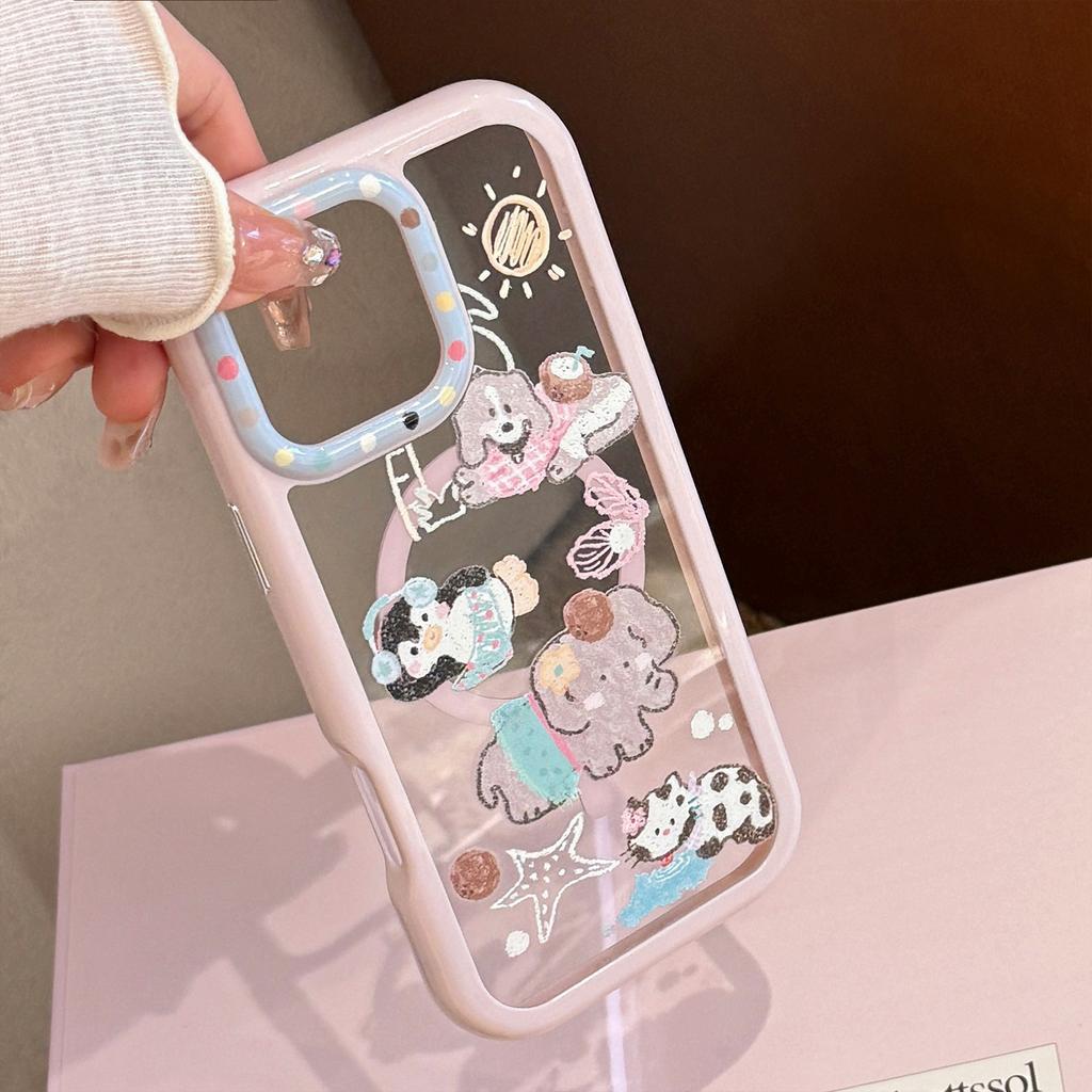 Magnetic 16 ProMax Suitable for IPhone 15 Cute Rotating Elephant Stand Apple 14 Mobile Phone Case 13 Acrylic
