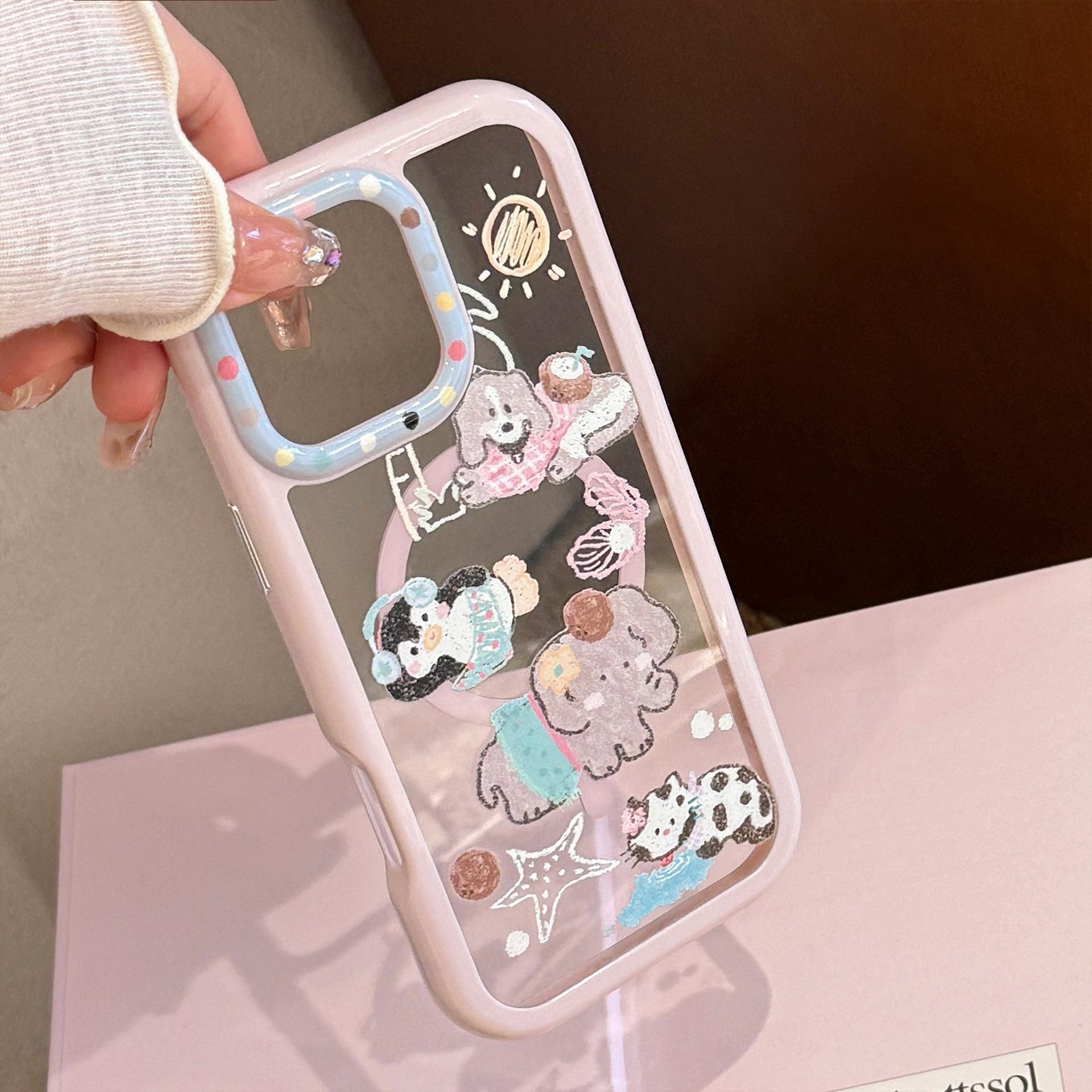 

Magnetic 16ProMax for IPhone15 Cute Rotating Elephant Stand for Apple 14 Phone Case 13 Acrylic 11 6.1