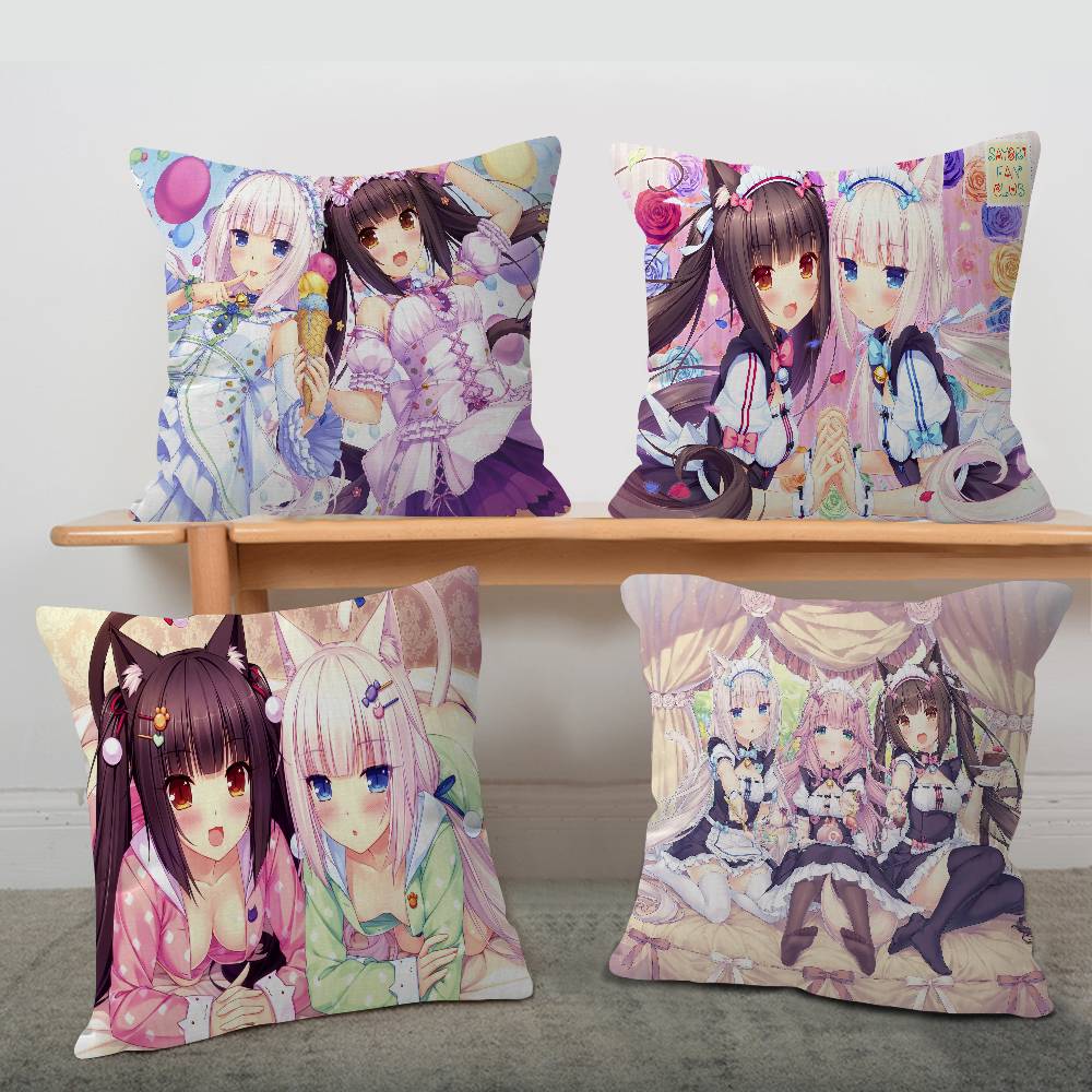 Cartoon Nekopara Pillow Anime Pillow Sofa Bed Head Pillow Cover Cushion Cover 45x45 Cm Fashion