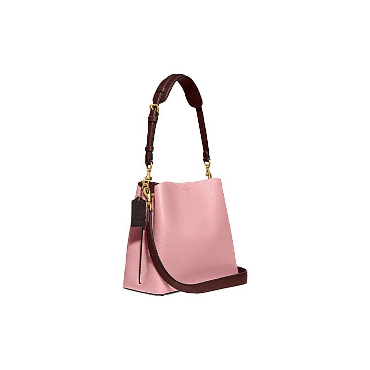 New COACH Willow Pebbled Grained Leather Bucket Bags Handbag Crossbody Bag Women's Pink C3766-B4VI6