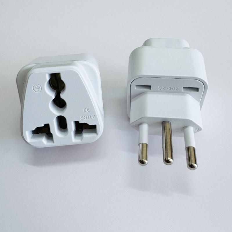 European Style Pure Copper Travel Adapter Plug for Brazilian, Italian, and Swiss Sockets