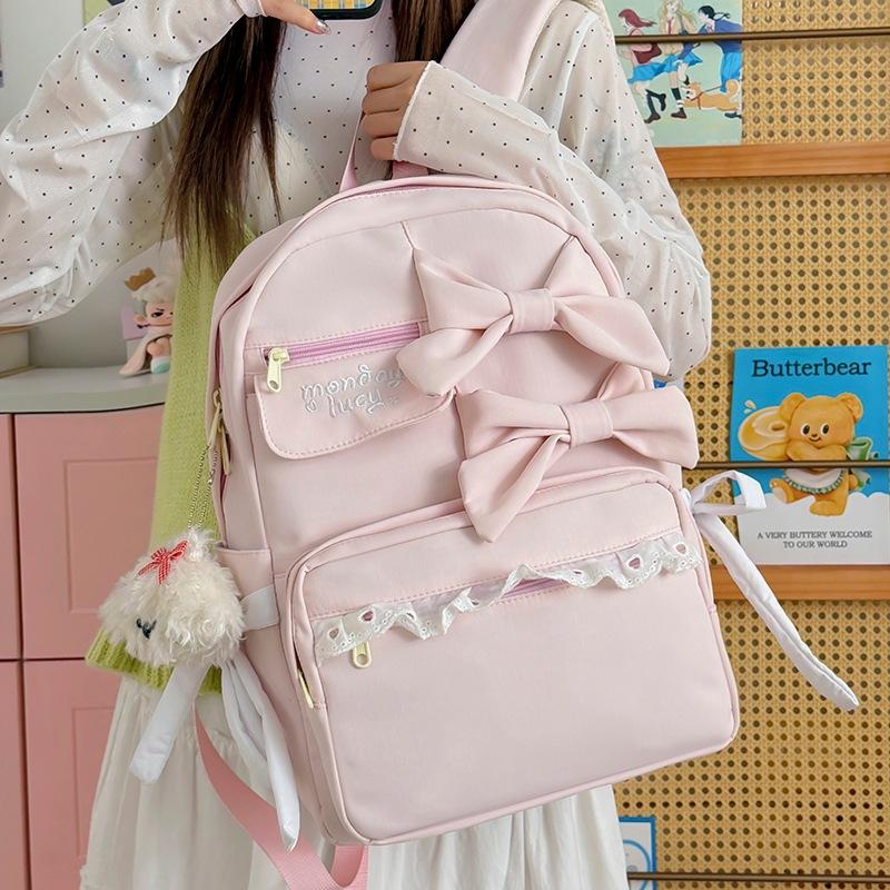 Schoolbag Japanese ins cute bow backpack high value college style junior high school girls schoolbag sweet backpack female