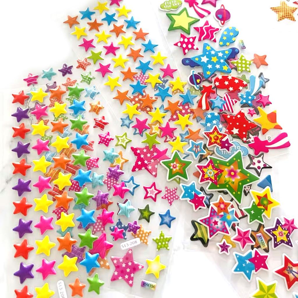 10PCS 3D Star Bubble Stickers - Reward Decals for Scrapbooking, School/Office Sealing Sticker Decor ZSY