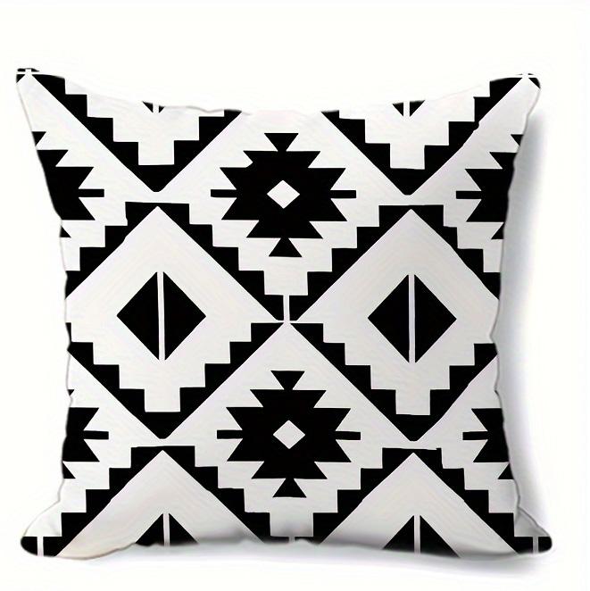 Home Decor Black And White Geometric Pattern Throw Pillow Pattern Cushion Cover Suitable For Sofa Bedroom Car Pillow Cover