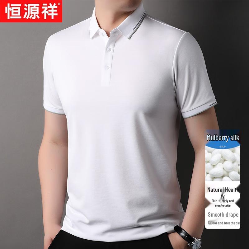 

Hengyuanxiang Men s Silk Blend Cool-Touch Polo Shirt M