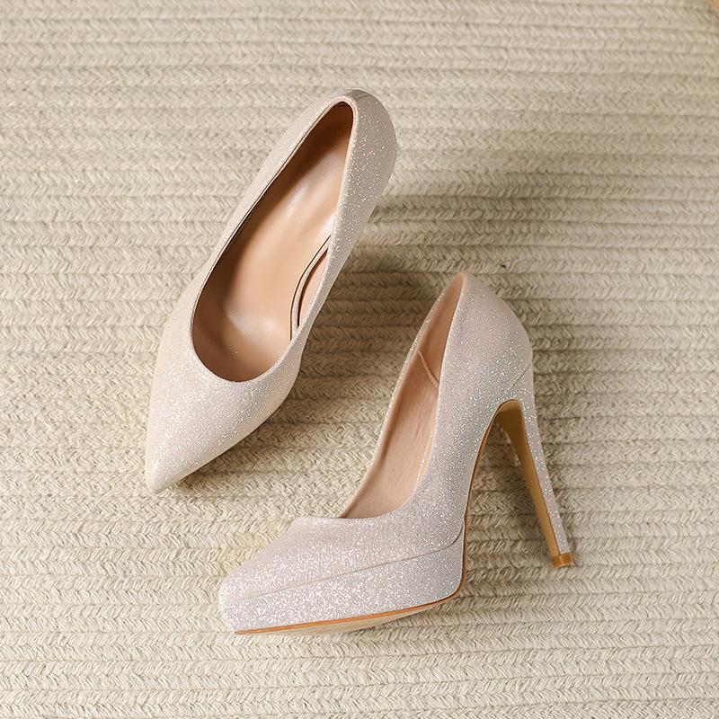 Fashion 2025 Women's Pumps Shoes Trasero Saltos altos Sexy Thin Heel High Heels12CM Pointed Pumps Women Shoes Platform Wedding Shoes