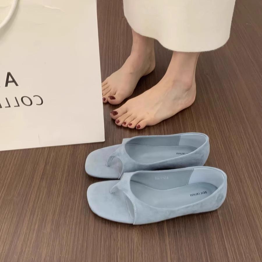 2025 New Beautiful Small Wedge Heel Bag Heel Roman Shoes French Niche Suede Inner Heightening Toe Sandals Women's Summer