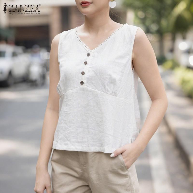 ZANZEA Maiuri de vară fără mâneci cu decolteu în V pentru femei