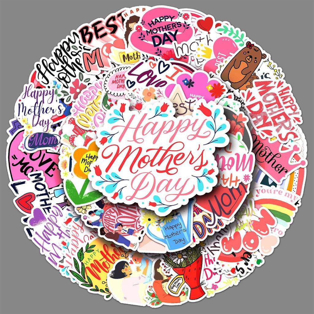 50 Mother's Day Graffiti Stickers Personalized Cartoon Holiday Creative Decoration Water Cup Skateboard Suitcase Stickers
