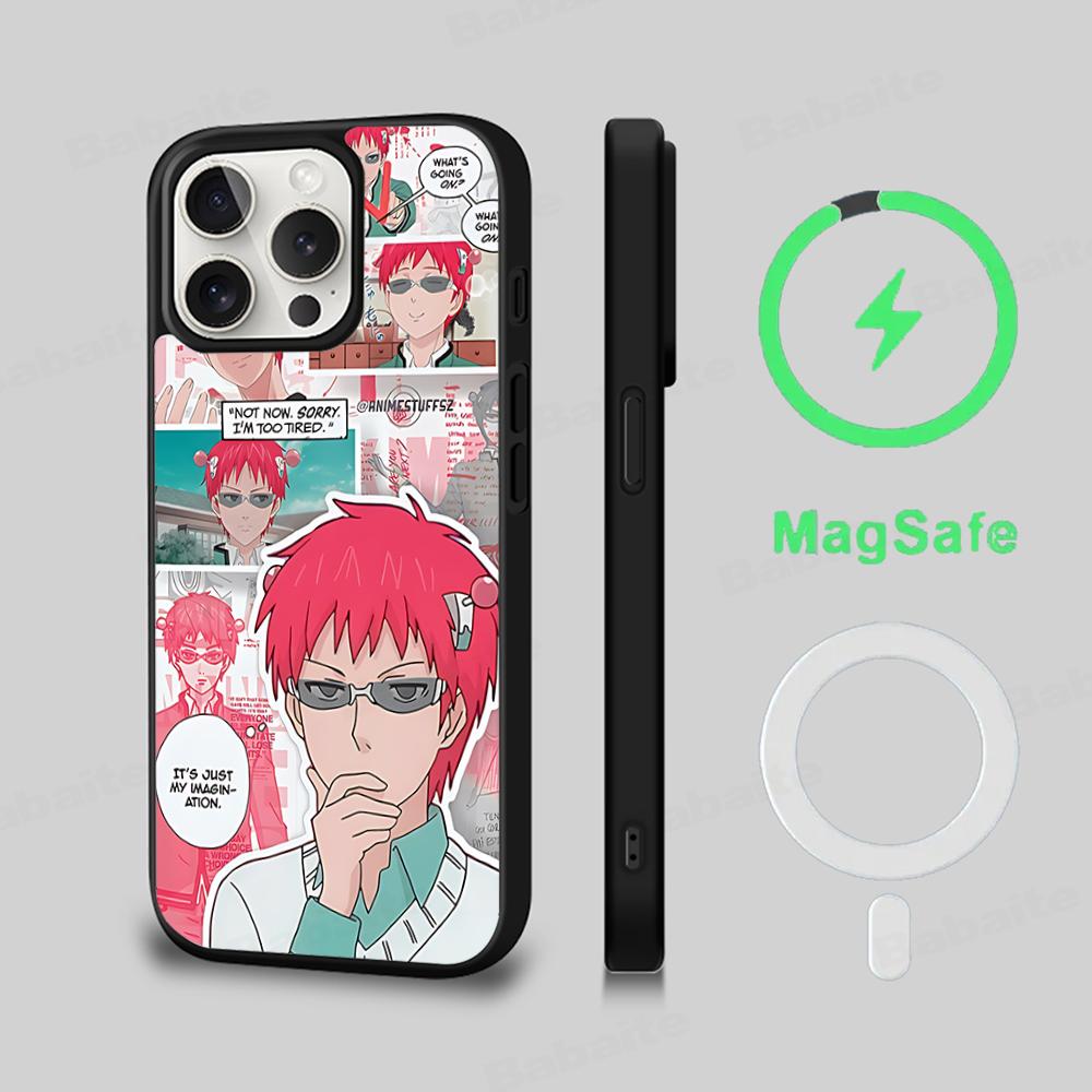Saiki Kusuo No Psi Nan Phone Case Magnetic Case For IPhone 16 14 13 12 11 15 Pro Max Plus For Magsafe Wireless Charge Cover