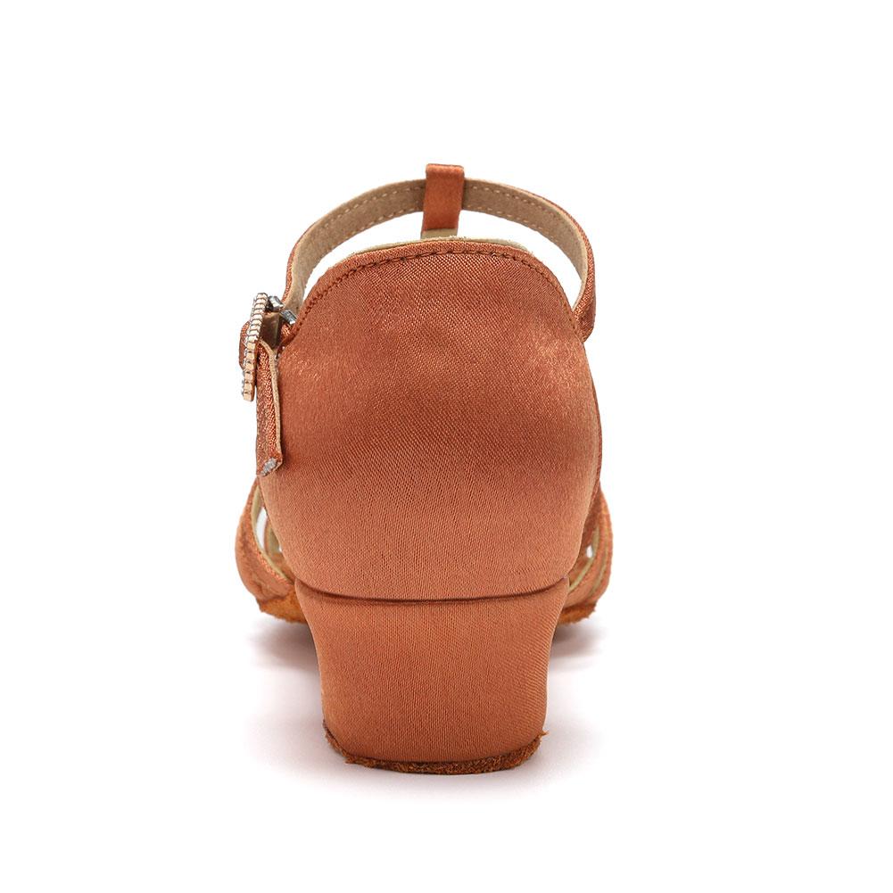 Peep Toe Kids Girls Ballroom Dance Shoes Latin Salsa Low Heel 3.5cm Soft Sole Indoor