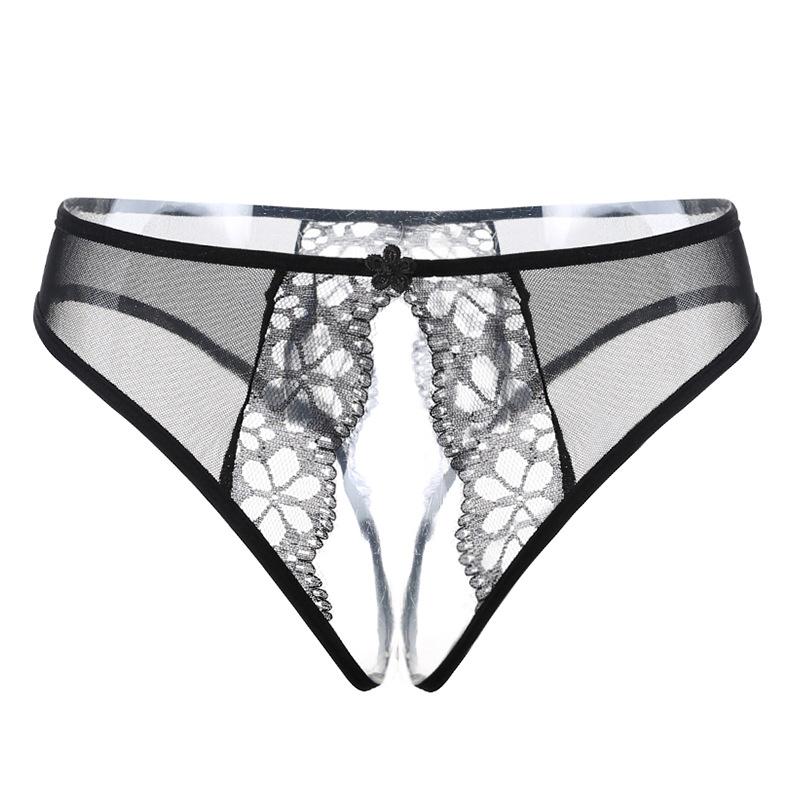 Sexy Underwear Sexy T-shaped Open Panties Thong Women's Lace Sao Low Waist Hot Open Crotch Temptation Transparent