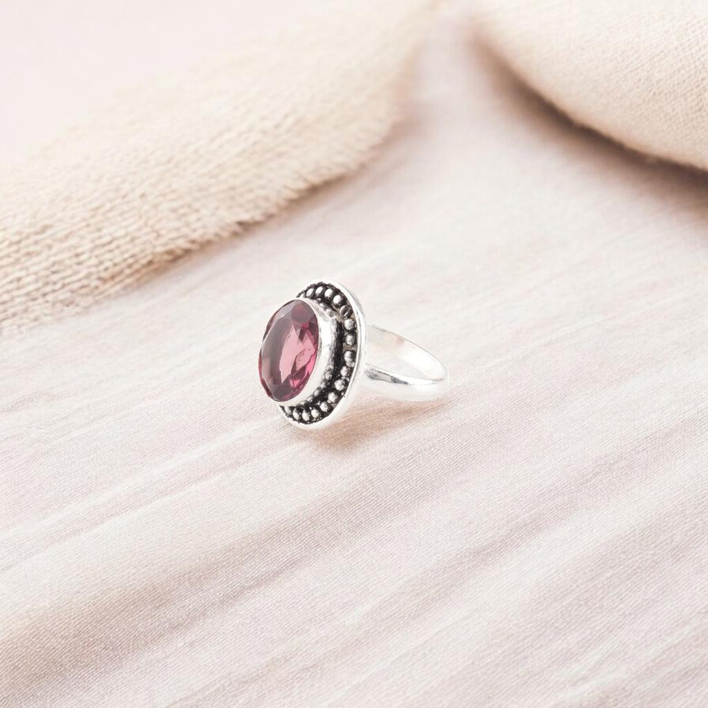Natural Rhodolite Gemstone 925 Sterling Silver Jewelry Ring For Bridesmaid Gift RR-62-15