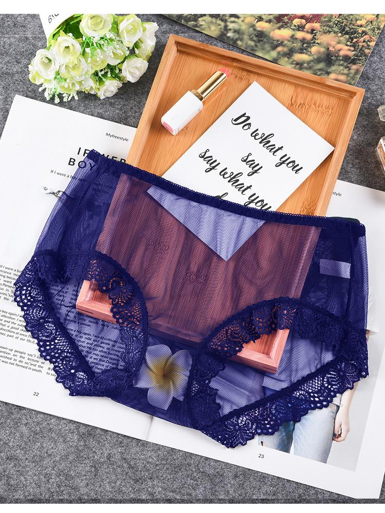 Ropa Interior Femenina  Underwear Women Panties Large Size 3XL Soft Lace Mesh Fully Transparent and Thin Sexy Panties Lingerie