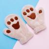 1 Pair Women Winter Mittens Cartoon Cat Paw Shape Thick Plush Anti-slip Heat Retention Outdoor Skiing Cycling Gloves