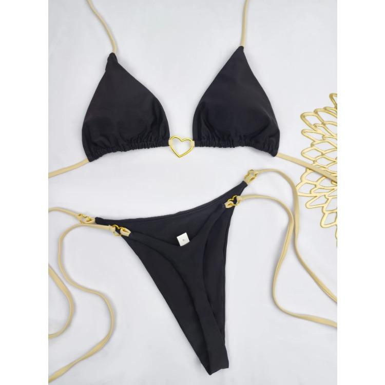 

Новый однотонный белый женский купальник-бикини с низкой талией и шнуровкой, модный купальник из двух частей, комплект 2025 L