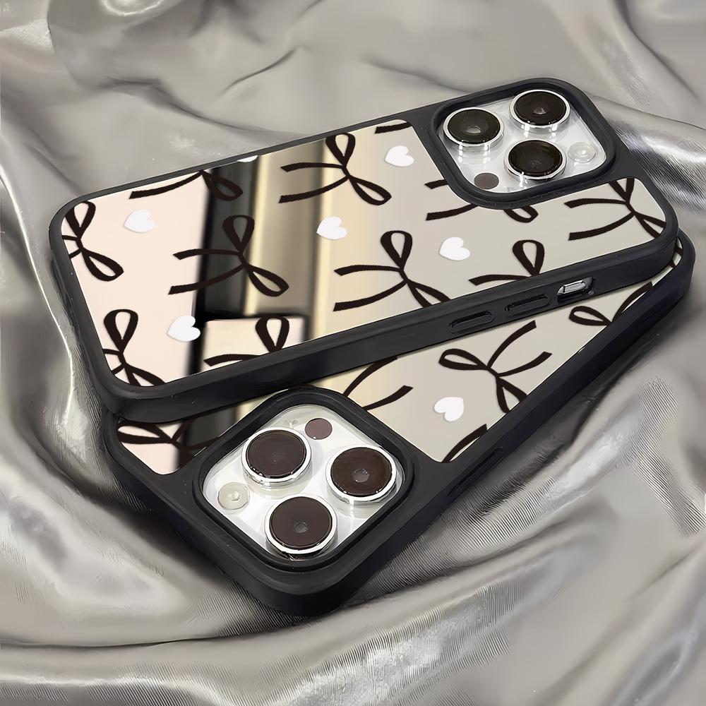 Spiegel Handyhülle für iPhone 15 11 13 14 für 15 16 Pro Max 12 13 16 Pro Wolke Blume und Tier Niedlicher Stil Handyhülle