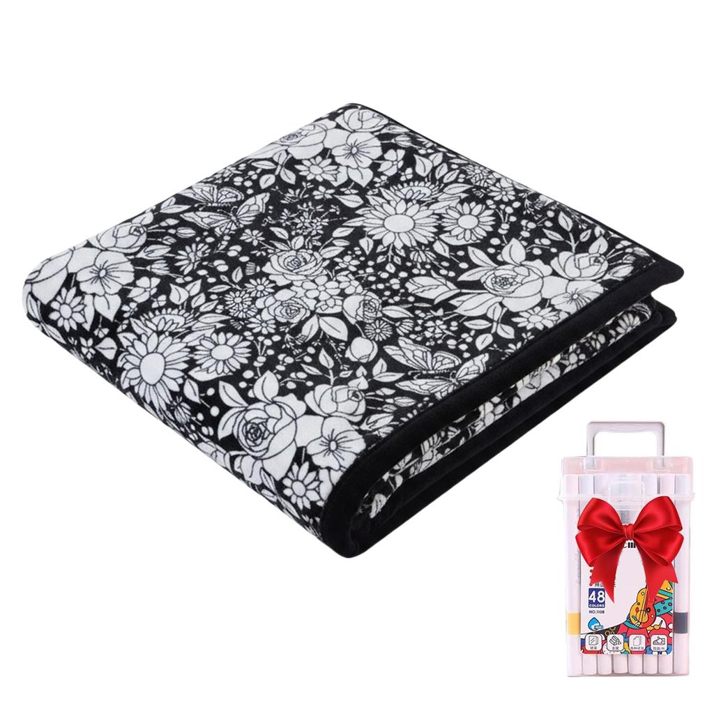 DIY Coloring Blanket Washable Fuzzy Velvet Creative Art Project Painting Blanket for Holiday Arts Crafts Activity Party