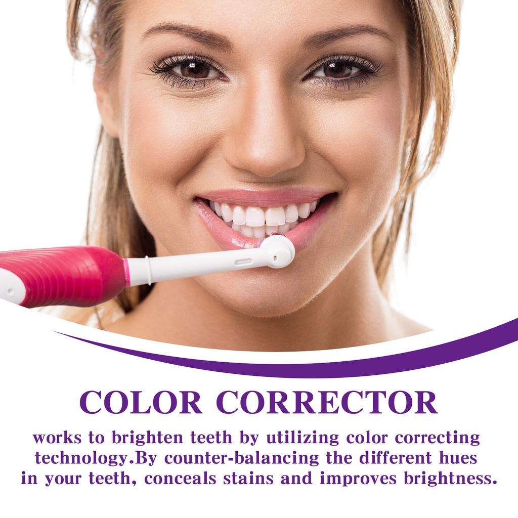 Purple Whitening Toothpaste Teeth Yellowing Color Correction Protects Gums & Freshens Breath Oral Care Pump-Style for Daily Use