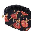 Frilled Made in Japan Ballerina Pouch, Gobelin, - - (Black Ballerina/Red Dress) "Belle Blanche"